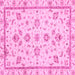 Square Machine Washable Oriental Pink Traditional Rug, wshabs3038pnk