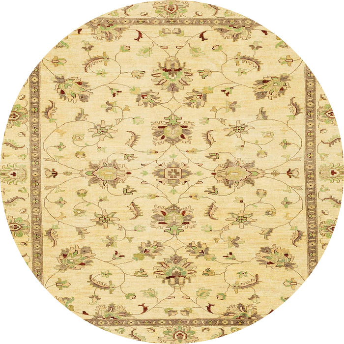 Round Abstract Yellow Oriental Rug, abs3038