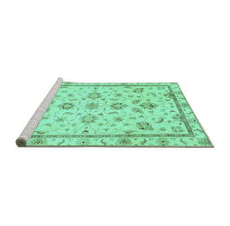 Sideview of Machine Washable Oriental Turquoise Traditional Area Rugs, wshabs3038turq