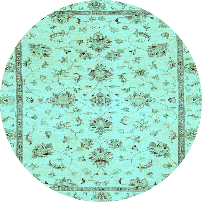 Round Oriental Light Blue Traditional Rug, abs3038lblu