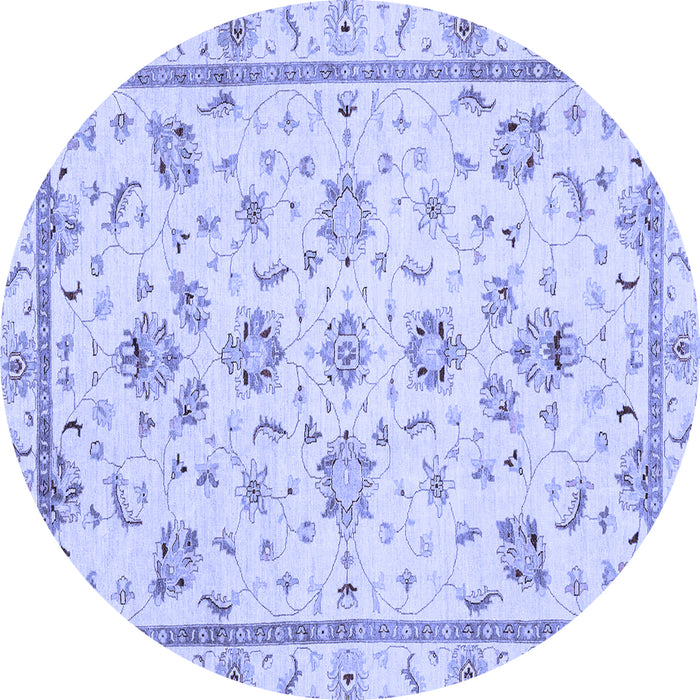 Round Machine Washable Oriental Blue Traditional Rug, wshabs3038blu