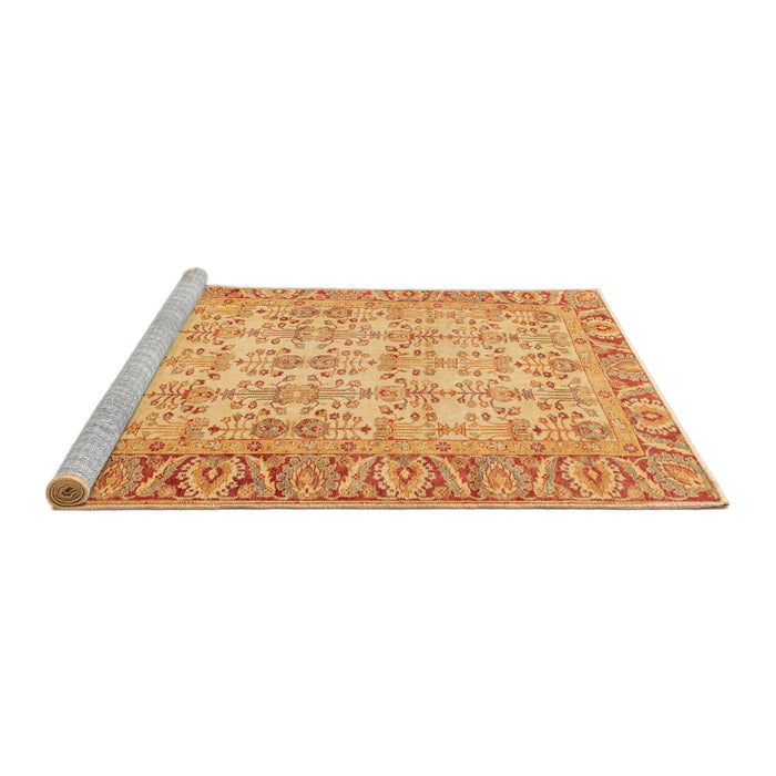 Sideview of Machine Washable Abstract Saffron Yellow Rug, wshabs3039