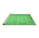 Sideview of Machine Washable Abstract Emerald Green Modern Area Rugs, wshabs3039emgrn