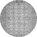 Round Machine Washable Abstract Gray Modern Rug, wshabs3039gry