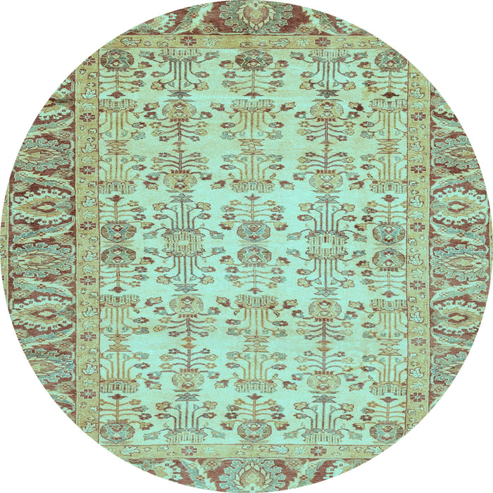 Round Abstract Light Blue Modern Rug, abs3039lblu