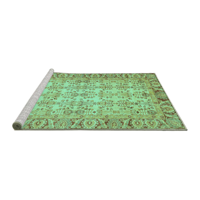 Sideview of Machine Washable Abstract Turquoise Modern Area Rugs, wshabs3039turq