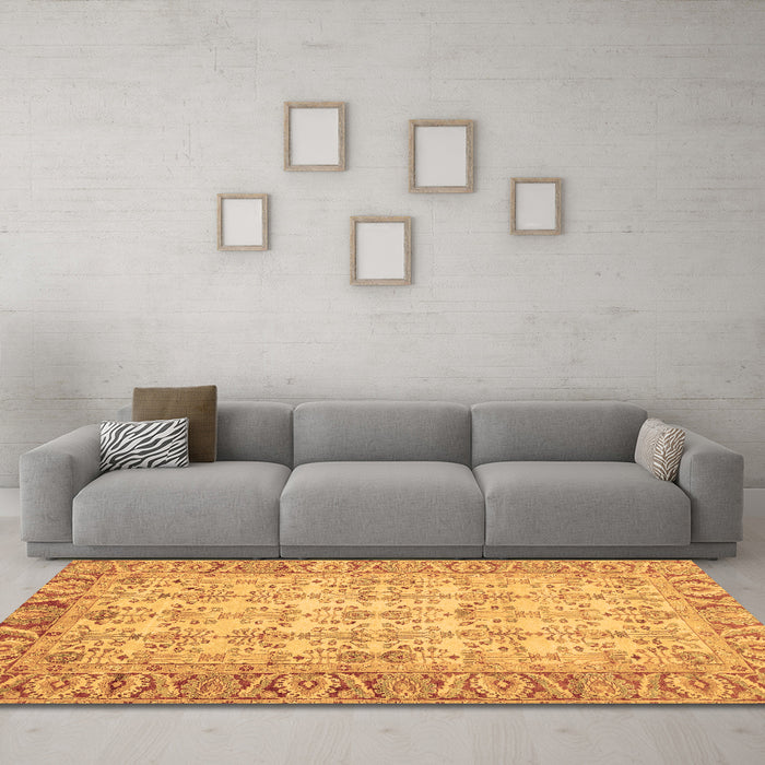 Machine Washable Abstract Brown Modern Rug in a Living Room,, wshabs3039brn