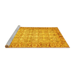 Sideview of Machine Washable Abstract Yellow Modern Rug, wshabs3039yw