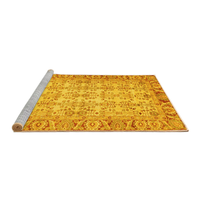 Sideview of Machine Washable Abstract Yellow Modern Rug, wshabs3039yw