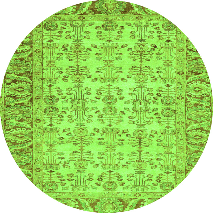 Round Abstract Green Modern Rug, abs3039grn
