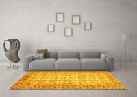 Machine Washable Abstract Yellow Modern Rug, wshabs3039yw