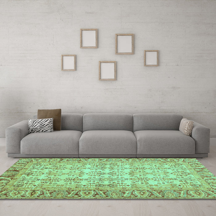 Machine Washable Abstract Turquoise Modern Area Rugs in a Living Room,, wshabs3039turq