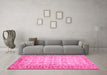 Machine Washable Abstract Pink Modern Rug in a Living Room, wshabs3039pnk