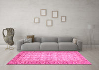 Machine Washable Abstract Pink Modern Rug, wshabs3039pnk