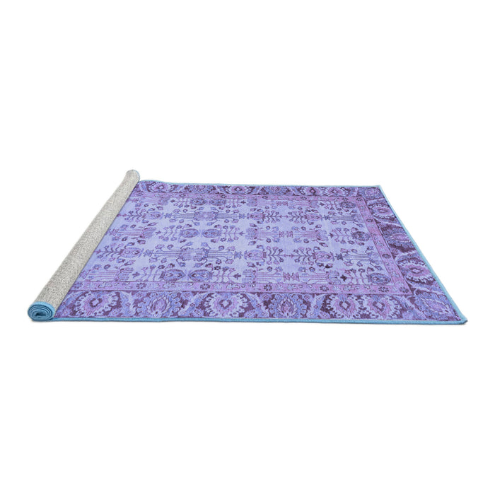 Sideview of Machine Washable Abstract Blue Modern Rug, wshabs3039blu