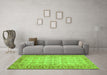 Machine Washable Abstract Green Modern Area Rugs in a Living Room,, wshabs3039grn