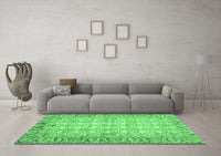 Machine Washable Abstract Emerald Green Modern Rug, wshabs3039emgrn