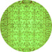 Round Machine Washable Abstract Green Modern Area Rugs, wshabs3039grn