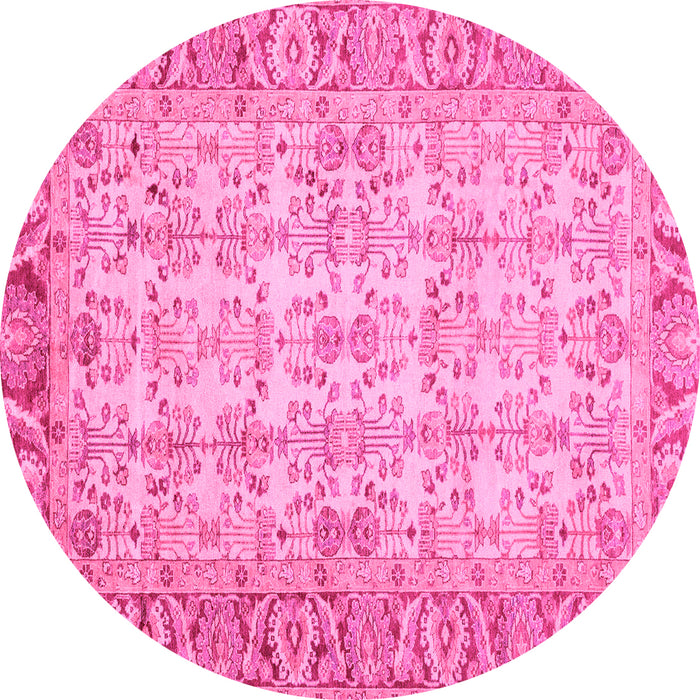 Round Abstract Pink Modern Rug, abs3039pnk