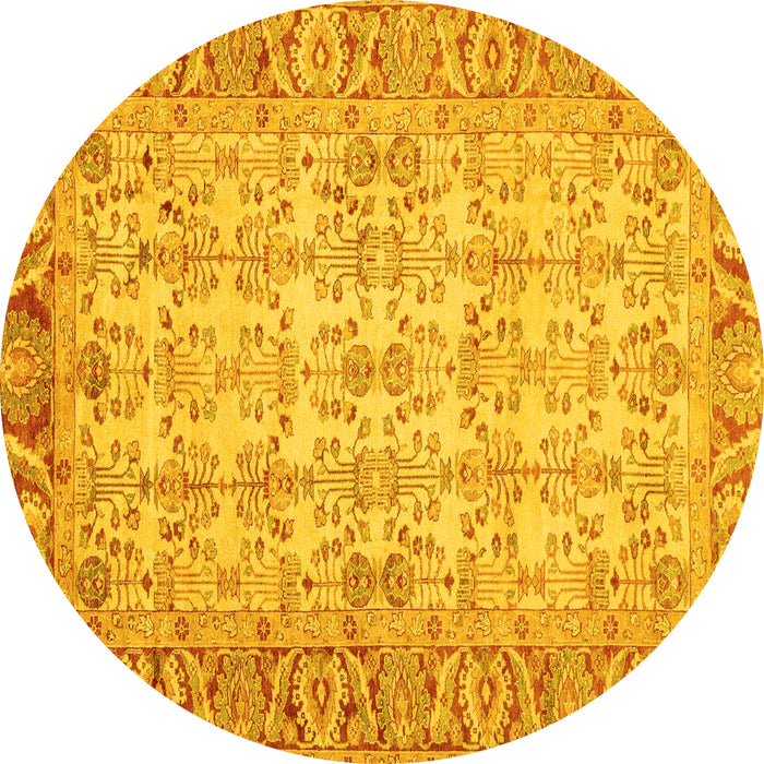 Round Machine Washable Abstract Yellow Modern Rug, wshabs3039yw
