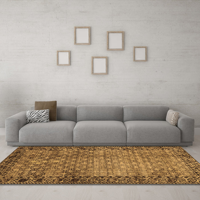 Machine Washable Southwestern Brown Country Rug in a Living Room,, wshabs303brn