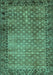 Machine Washable Southwestern Turquoise Country Area Rugs, wshabs303turq