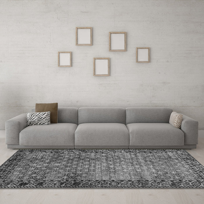 Machine Washable Southwestern Gray Country Rug in a Living Room,, wshabs303gry