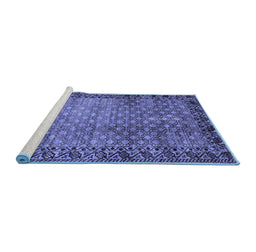 Sideview of Machine Washable Southwestern Blue Country Rug, wshabs303blu