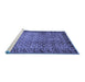 Sideview of Machine Washable Southwestern Blue Country Rug, wshabs303blu