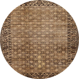Round Abstract Sangria Brown Southwestern Rug, abs303