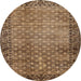 Round Abstract Sangria Brown Southwestern Rug, abs303