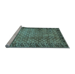Sideview of Machine Washable Southwestern Light Blue Country Rug, wshabs303lblu