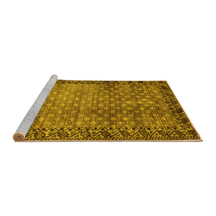 Sideview of Machine Washable Southwestern Yellow Country Rug, wshabs303yw