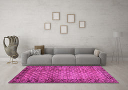 Machine Washable Southwestern Pink Country Rug in a Living Room, wshabs303pnk