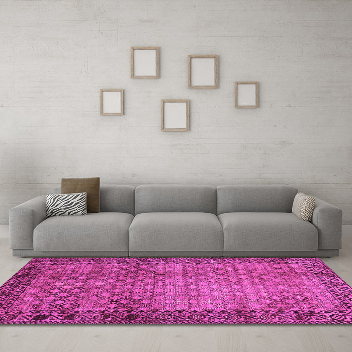 Machine Washable Southwestern Pink Country Rug in a Living Room, wshabs303pnk