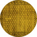 Round Southwestern Yellow Country Rug, abs303yw