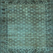 Square Machine Washable Southwestern Light Blue Country Rug, wshabs303lblu