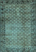 Machine Washable Southwestern Light Blue Country Rug, wshabs303lblu