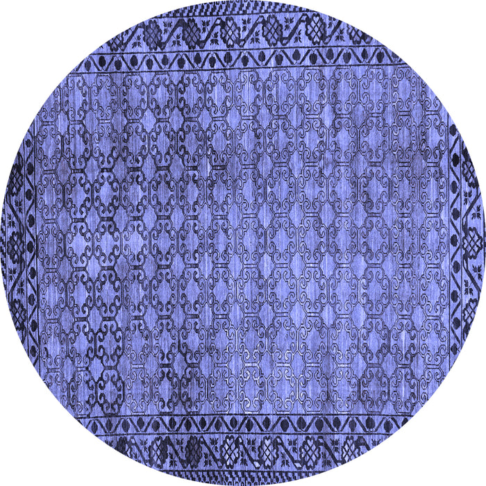 Round Southwestern Blue Country Rug, abs303blu