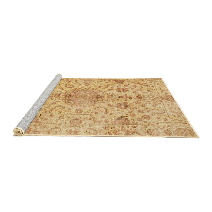 Sideview of Machine Washable Abstract Chrome Gold Yellow Rug, wshabs3040