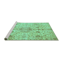 Sideview of Machine Washable Oriental Turquoise Traditional Area Rugs, wshabs3040turq