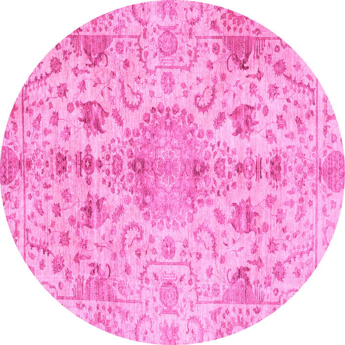 Round Oriental Pink Traditional Rug, abs3040pnk