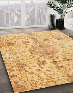 Machine Washable Abstract Chrome Gold Yellow Rug in a Family Room, wshabs3040