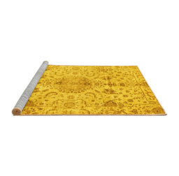 Sideview of Machine Washable Oriental Yellow Traditional Rug, wshabs3040yw