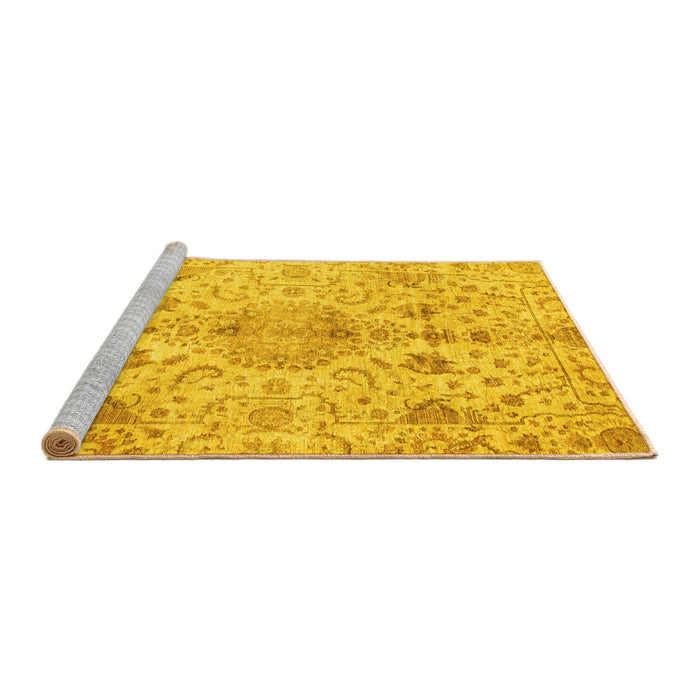 Sideview of Machine Washable Oriental Yellow Traditional Rug, wshabs3040yw