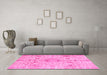 Machine Washable Oriental Pink Traditional Rug in a Living Room, wshabs3040pnk