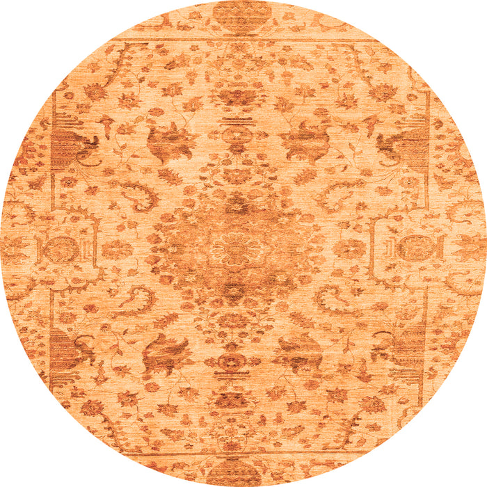 Round Oriental Orange Traditional Rug, abs3040org