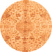 Round Oriental Orange Traditional Rug, abs3040org