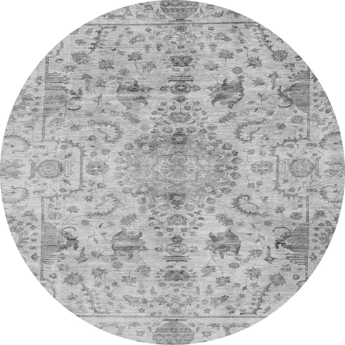 Round Machine Washable Oriental Gray Traditional Rug, wshabs3040gry