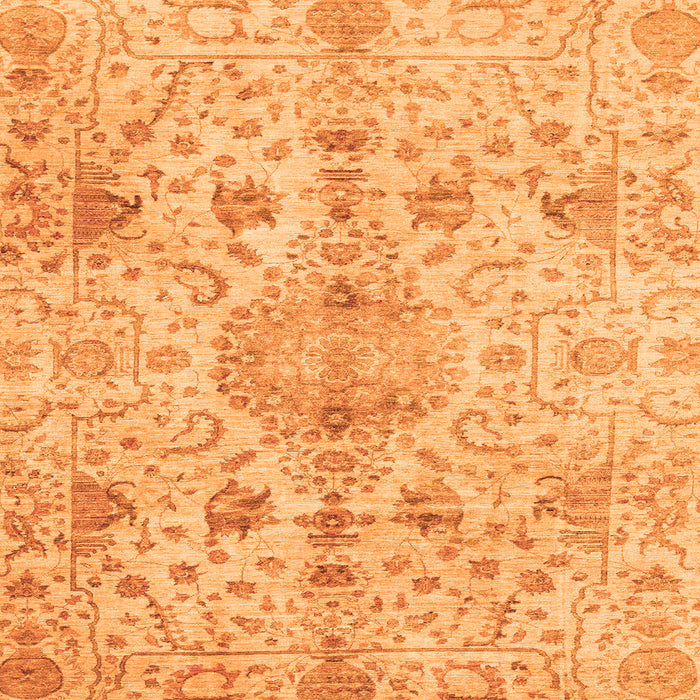 Square Machine Washable Oriental Orange Traditional Area Rugs, wshabs3040org
